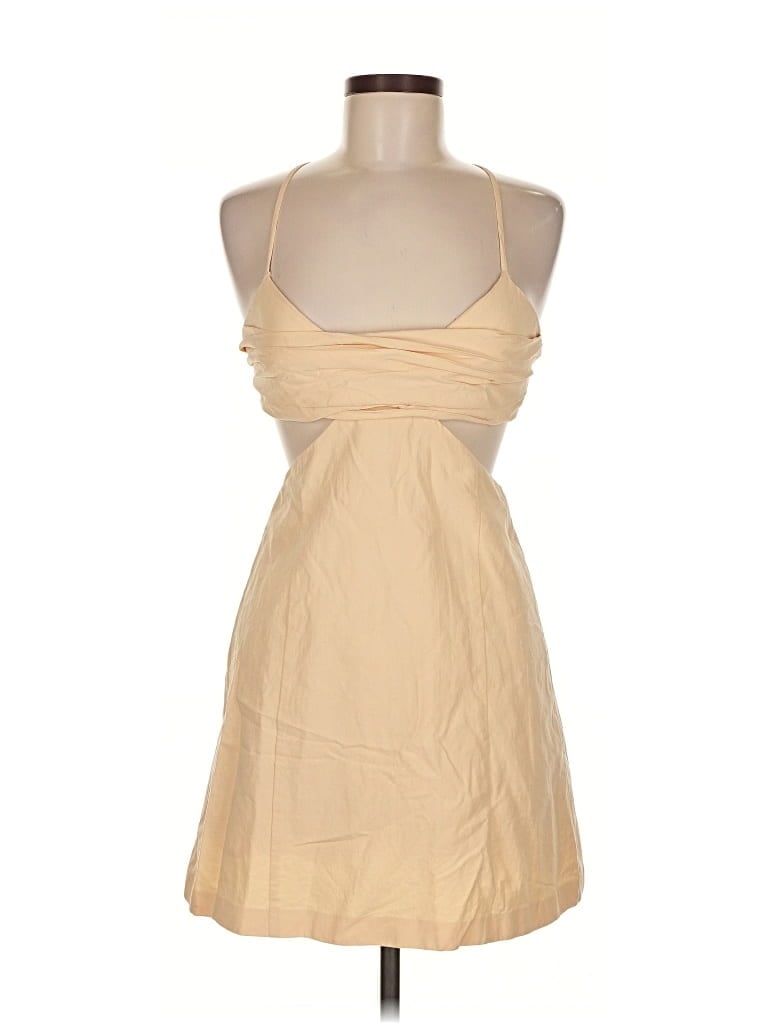 Pre-owned Zara Sleeveless Top Tan Halter Neckline Tops In Brown