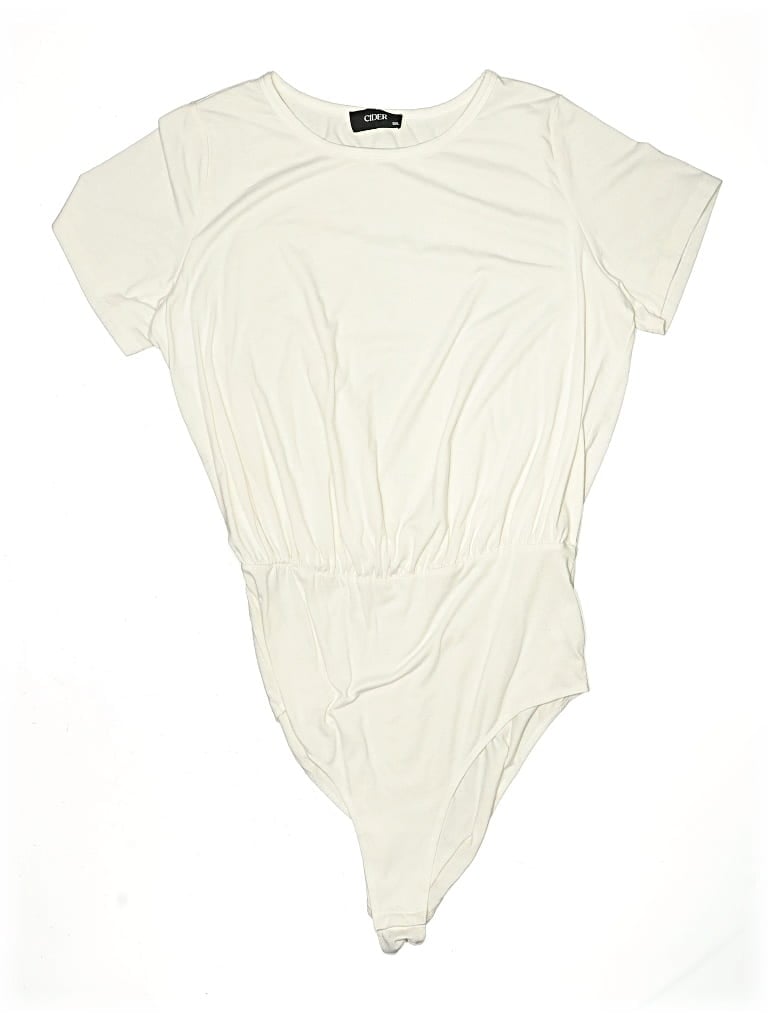 Pre-owned Cider Short Sleeve Top Ivory Keyhole Neckline Tops In White