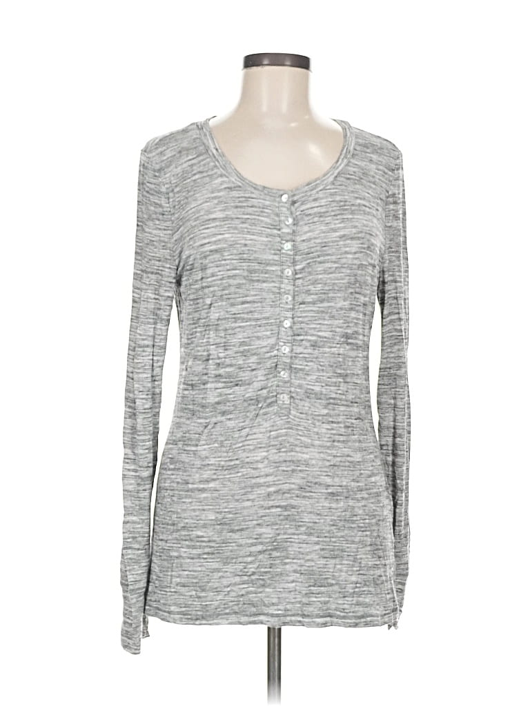 Pre-owned Dylan Long Sleeve Henley Shirt In Gray