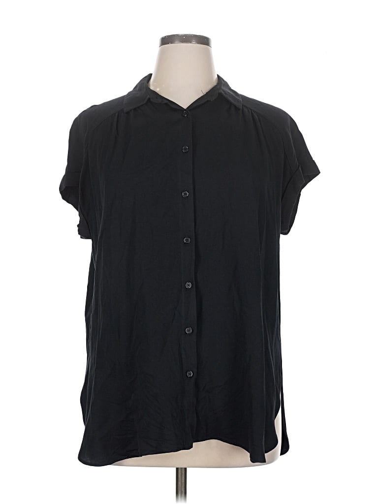 Pre-owned Rose + Olive Short Sleeve Blouse In Black
