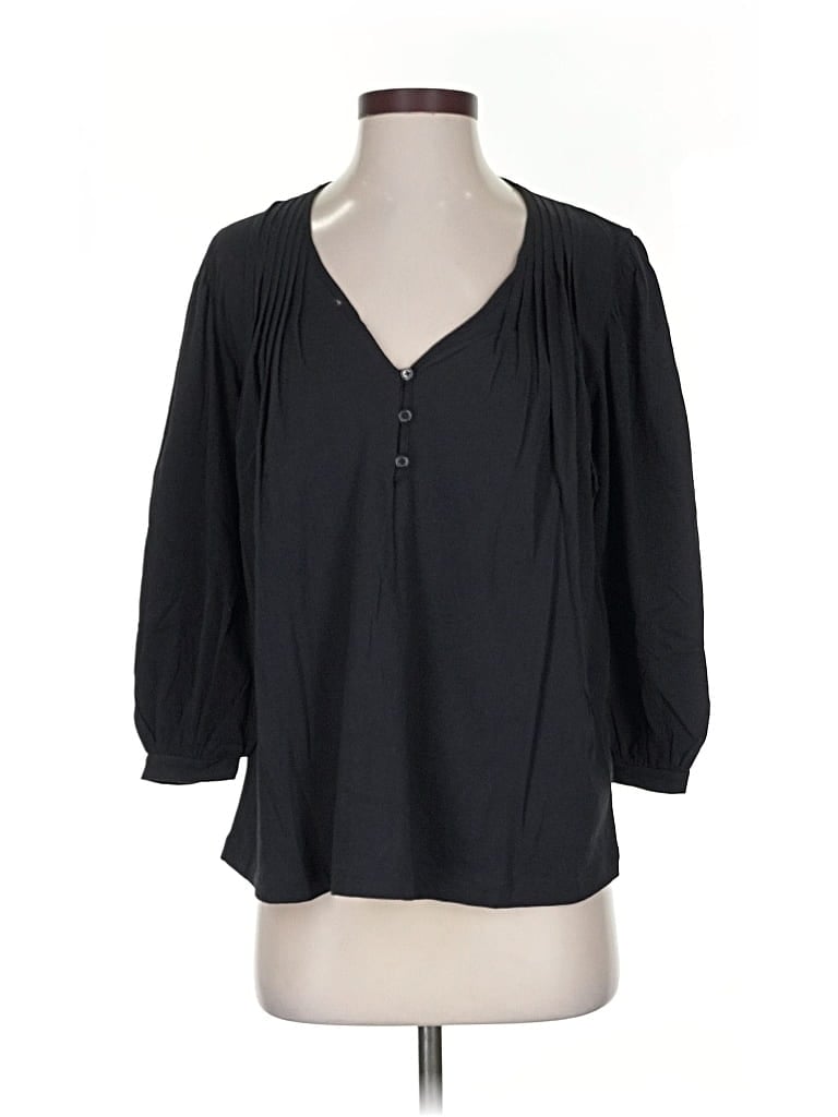 Pre-owned Point Sur 3/4 Sleeve Blouse In Black
