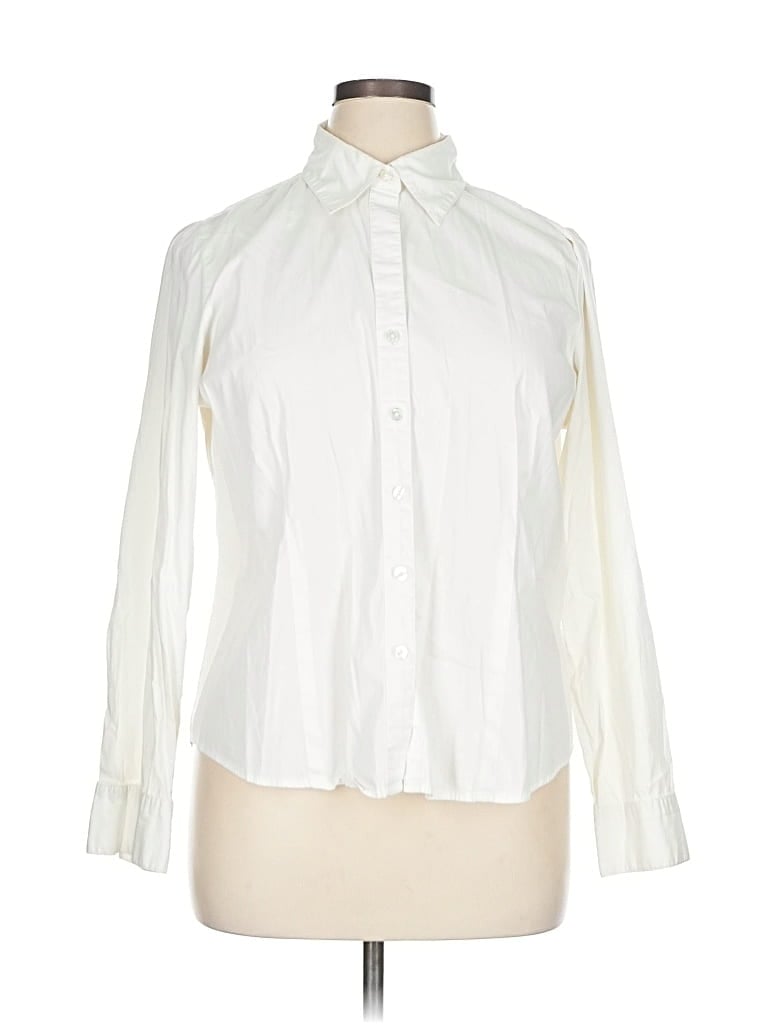 Pre-owned Kim Rogers Long Sleeve Blouse In White