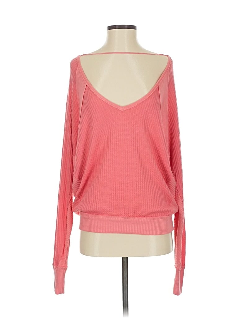 Pre-owned We The Free Long Sleeve Top Pink Sweetheart Neckline Tops