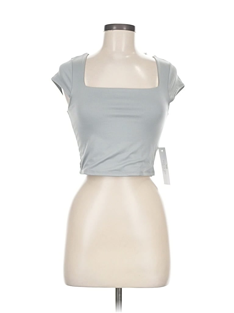 Live In The Moment Short Sleeve Top Gray Sweetheart Neckline Tops In Gray
