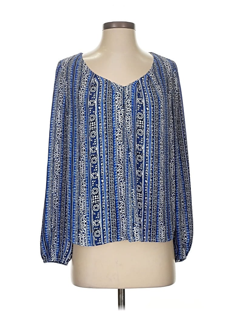 Pre-owned Ann Taylor Loft 3/4 Sleeve Blouse In Blue