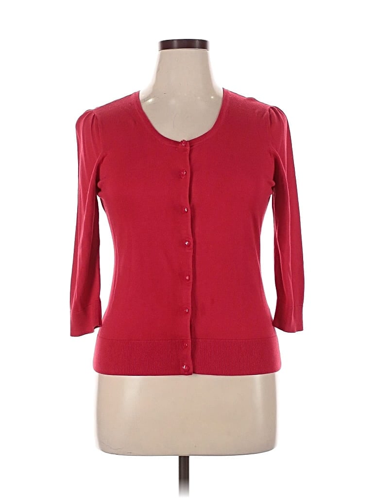 Pre-owned Halogen Cardigan Sweater In Red