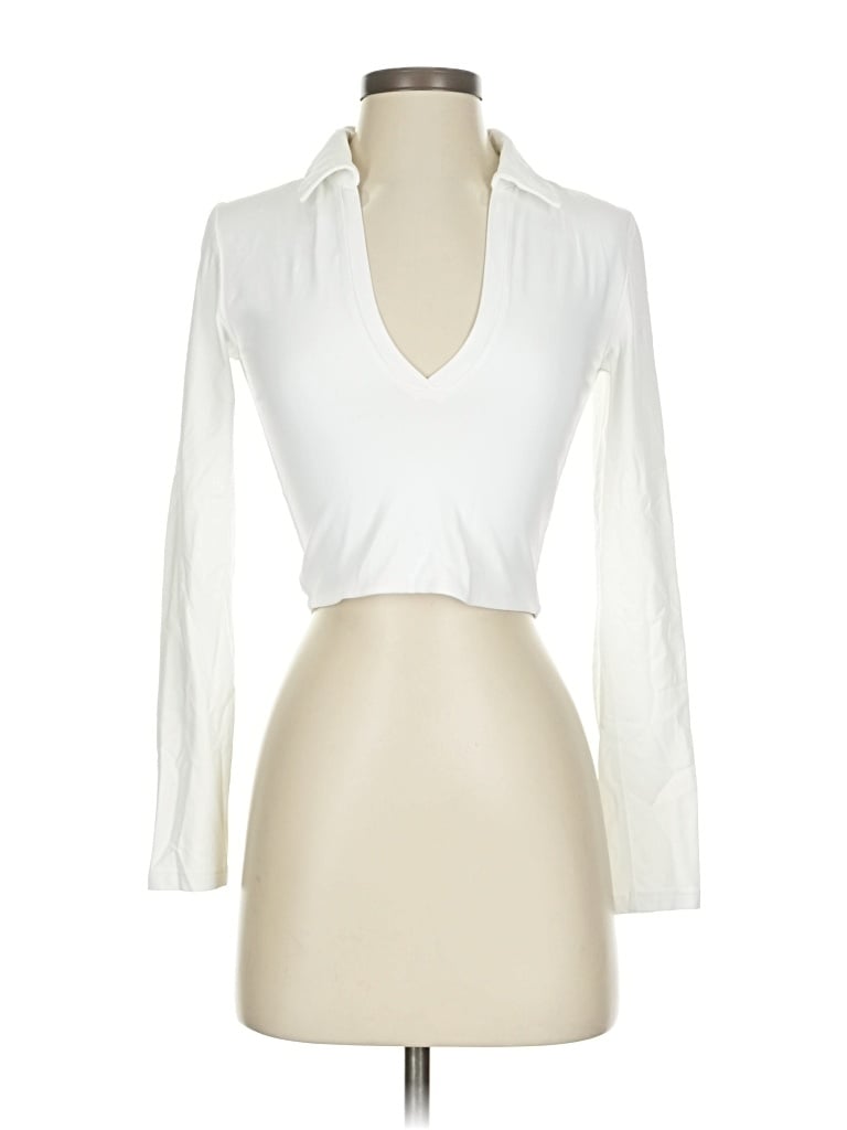 Pre-owned Babaton Long Sleeve Blouse In White