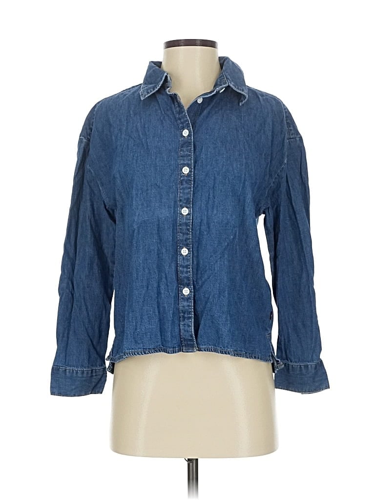 Pre-owned Levi's 3/4 Sleeve Button Down Shirt In Blue