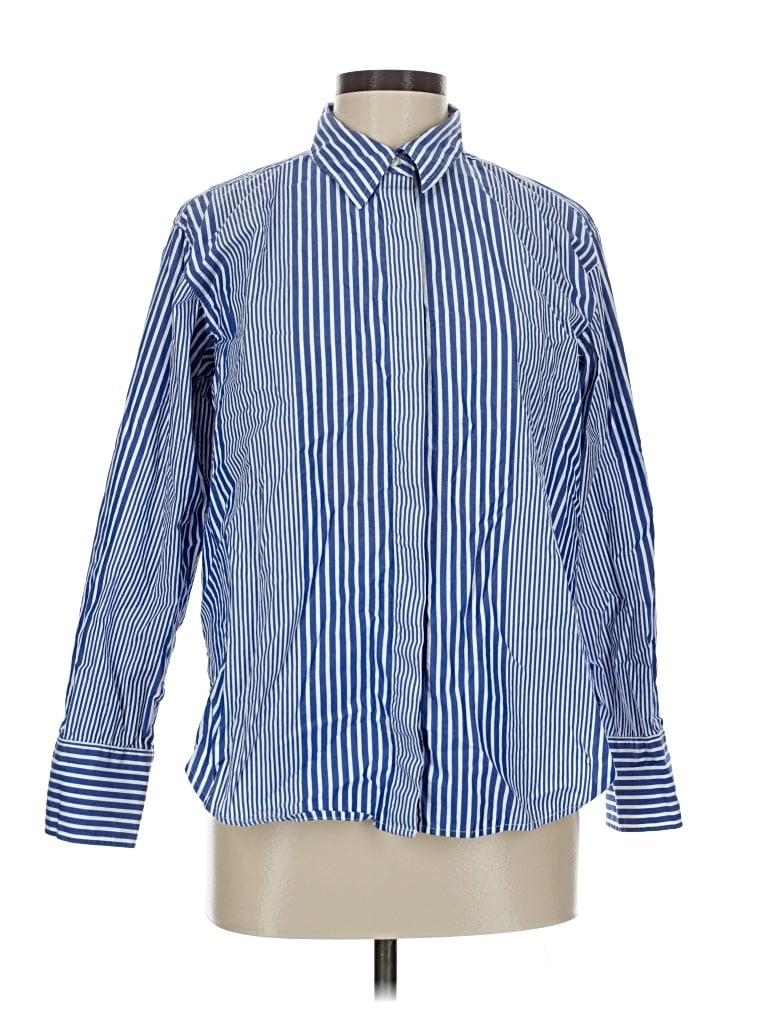 Pre-owned Ann Taylor Long Sleeve Button Down Shirt In Blue