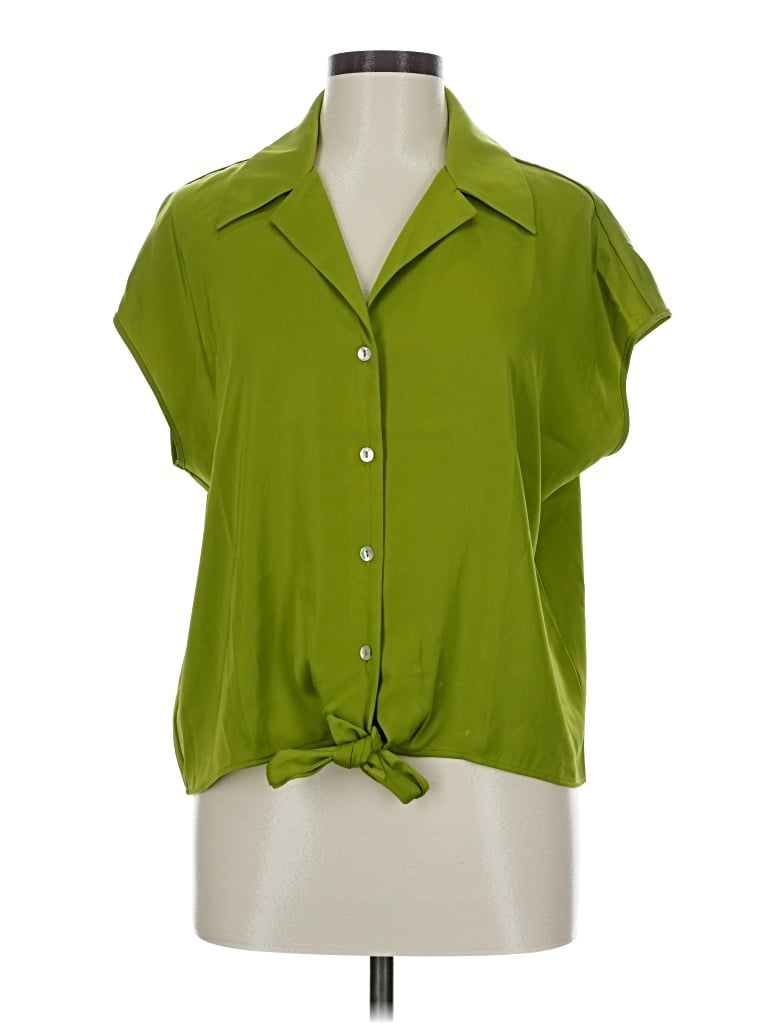 Pre-owned Rachel Zoe Tjx Short Sleeve Blouse In Green