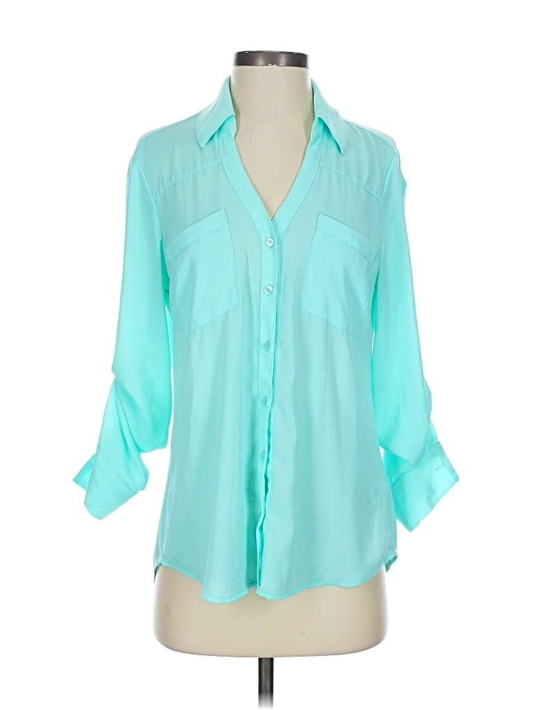Pre-owned Express 3/4 Sleeve Blouse In Blue