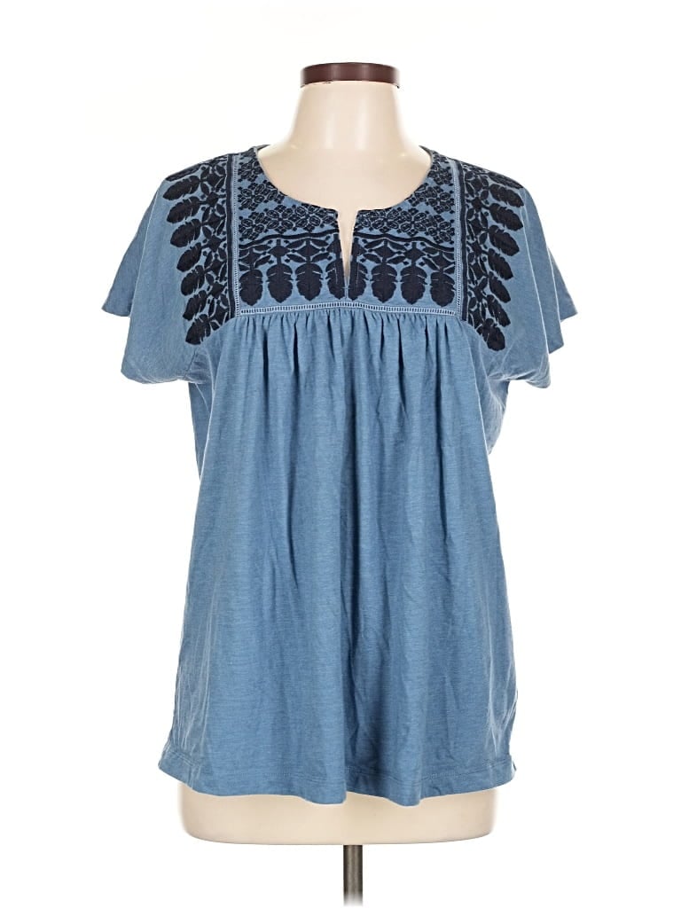 Pre-owned Gap Short Sleeve Blouse In Blue