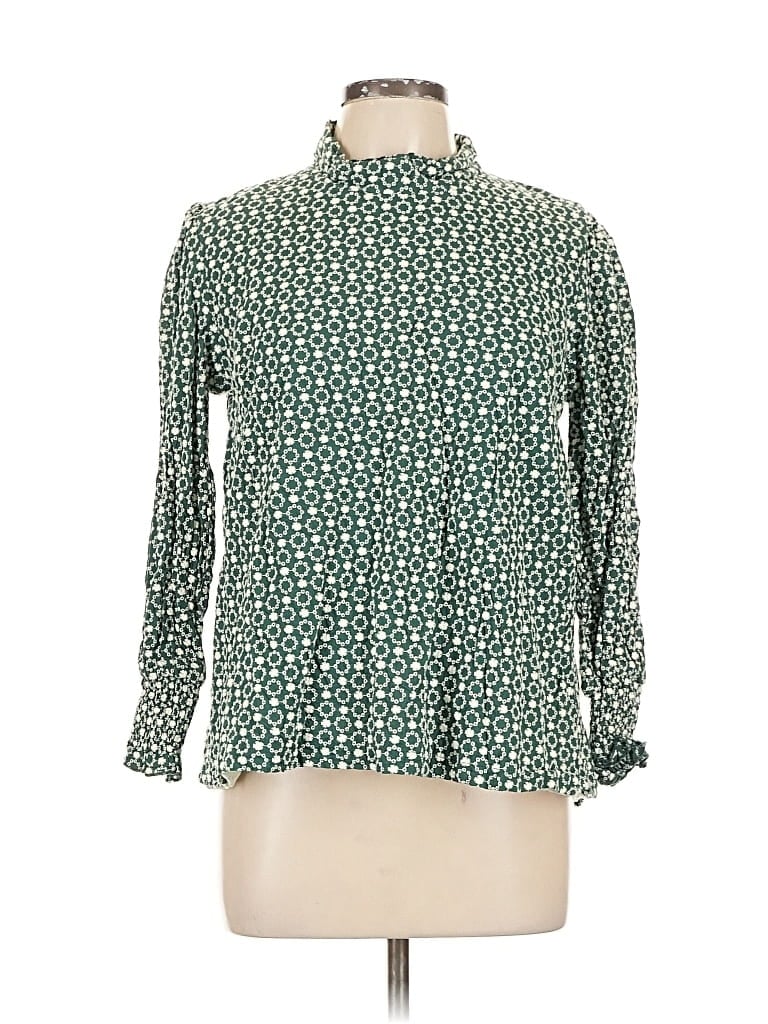 Pre-owned Buru Long Sleeve Blouse In Green
