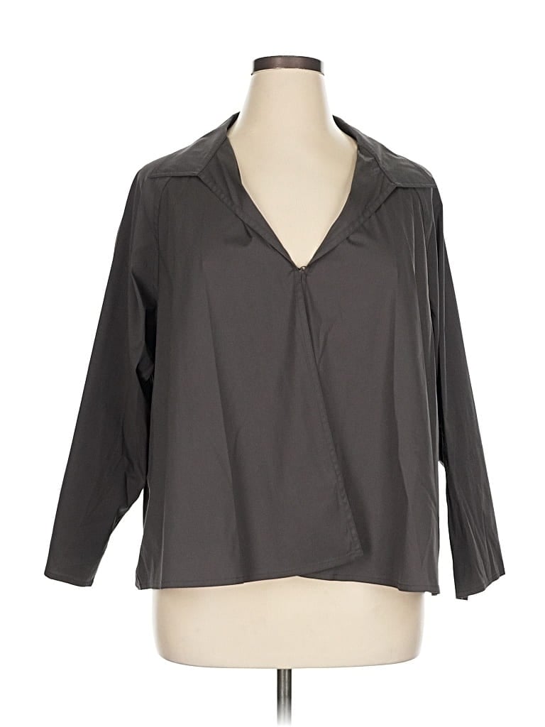 Pre-owned Lafayette 148 3/4 Sleeve Blouse In Gray
