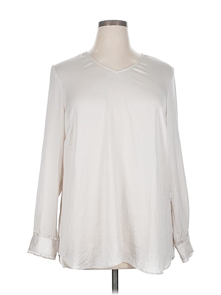 Pre-owned Cabi Long Sleeve Blouse In White