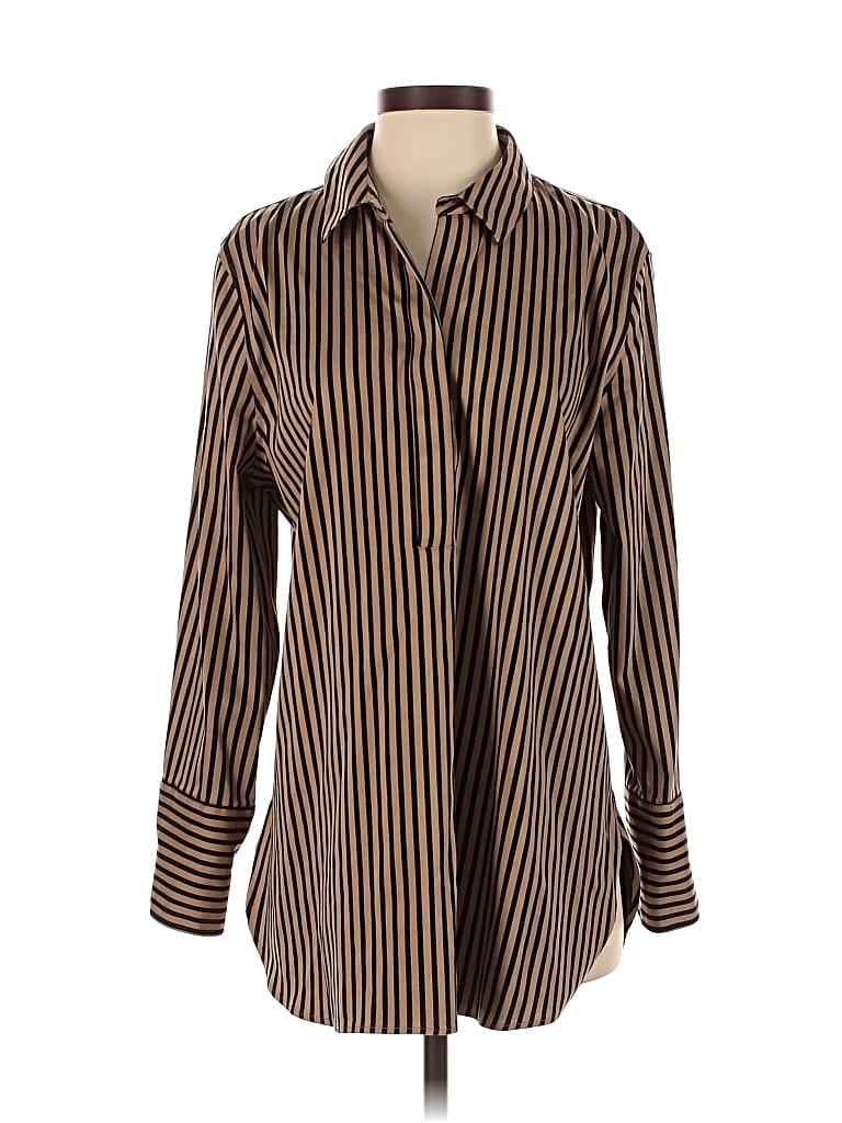 Pre-owned Chico's Long Sleeve Blouse In Brown