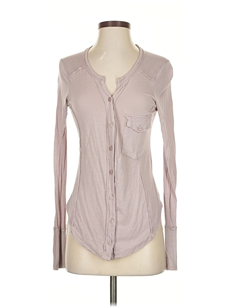 Pre-owned Young Fabulous & Broke Long Sleeve Blouse In Gray