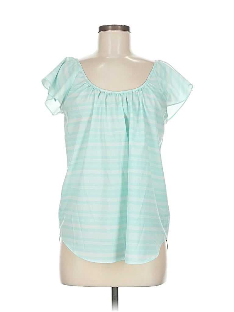 Pre-owned Banana Republic Factory Store Short Sleeve Blouse In Blue