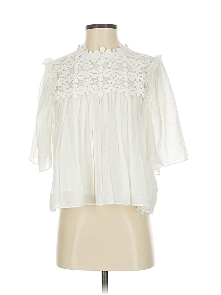 Pre-owned 7 For All Mankind 3/4 Sleeve Blouse In White