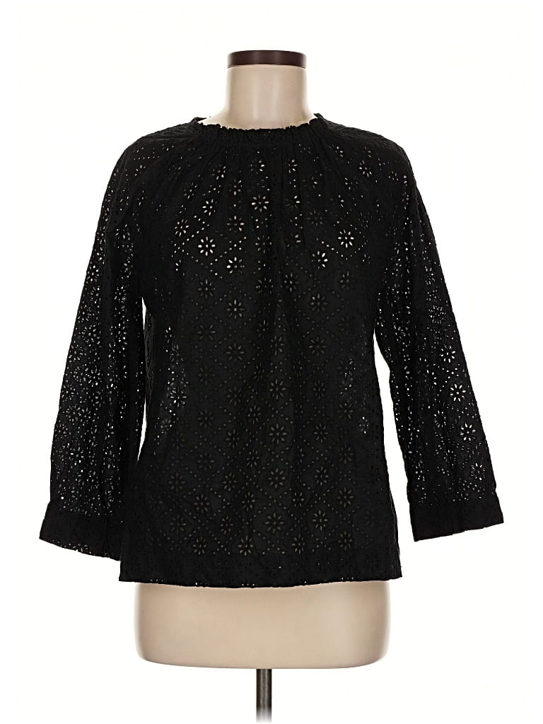 Pre-owned Gap 3/4 Sleeve Blouse In Black