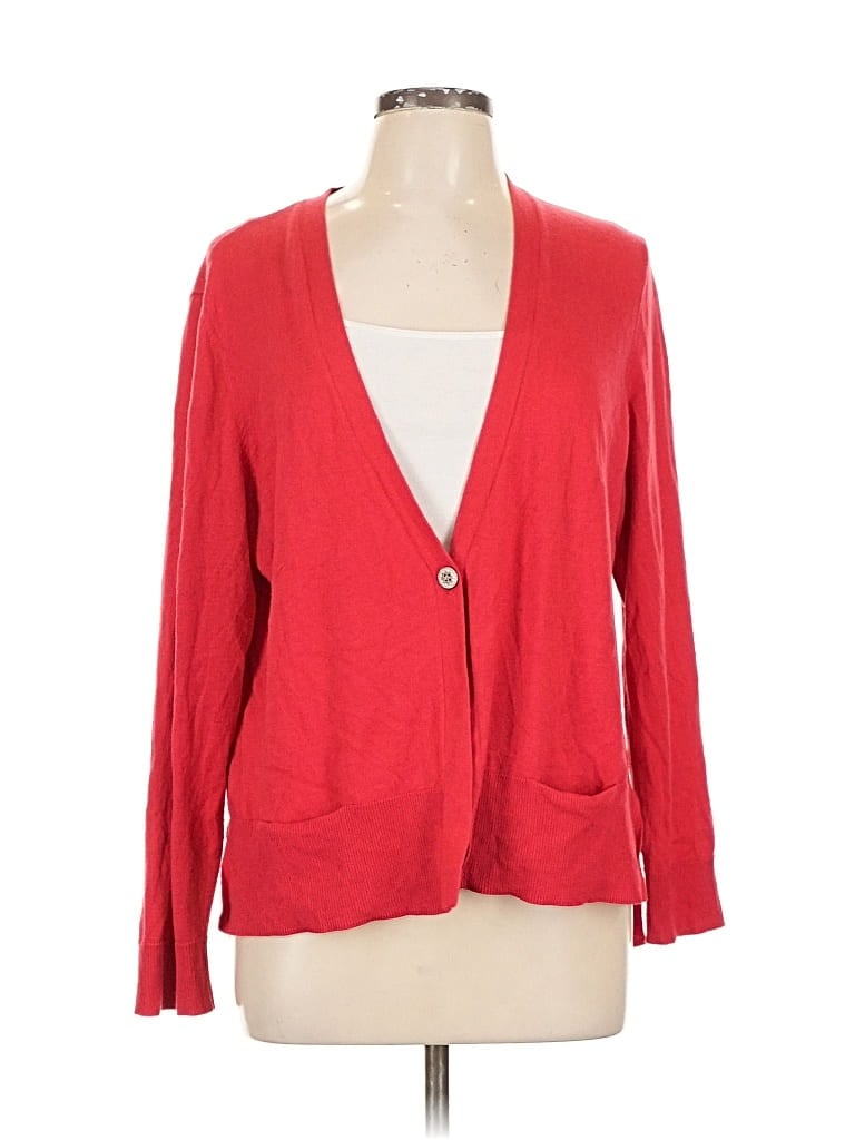 Pre-owned Jjill Silk Cardigan Sweater In Red