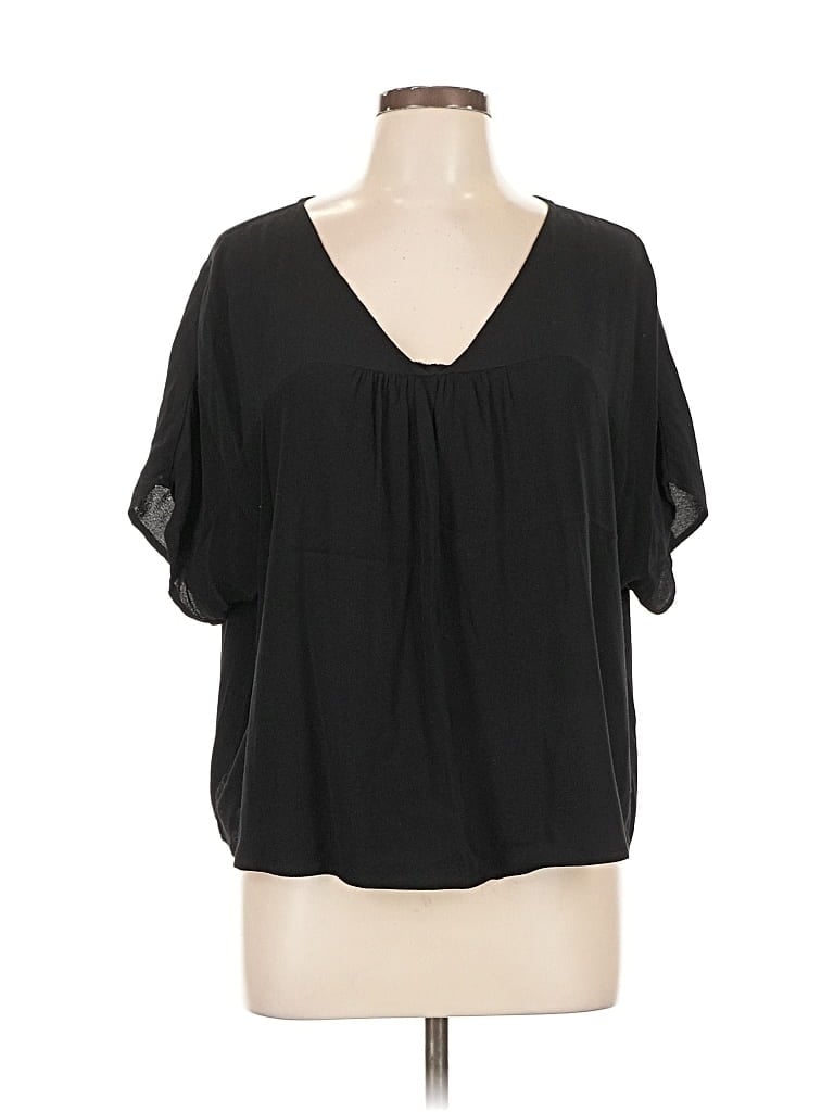 Pre-owned Madewell Short Sleeve Blouse In Black