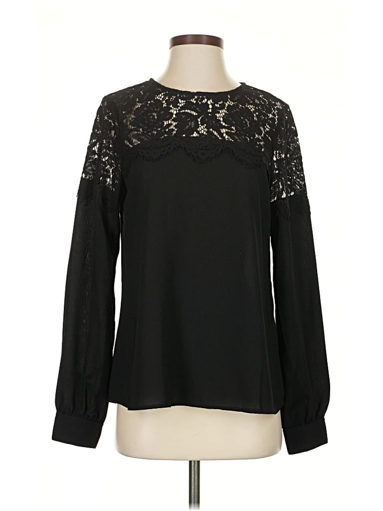 Pre-owned Lulus Long Sleeve Blouse In Black