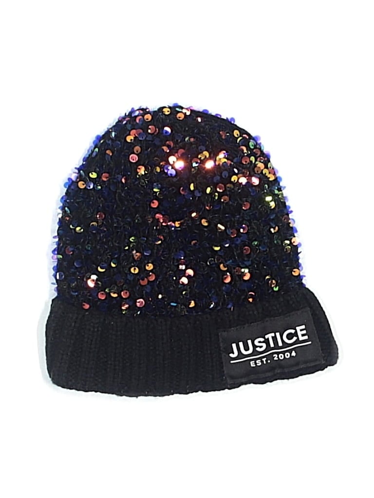Pre-owned Justice Kids' Beanie Hat In Black