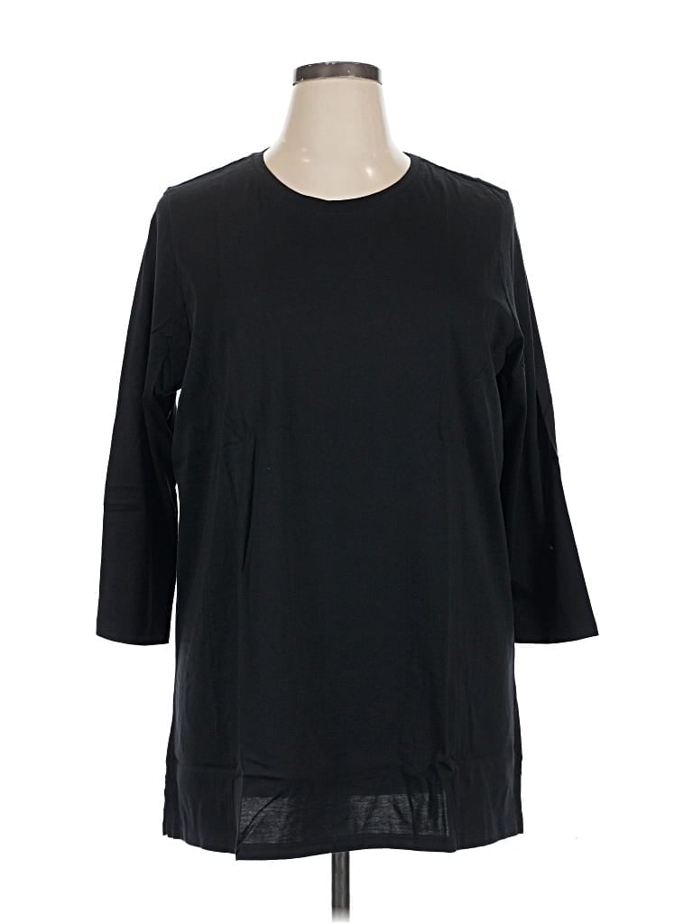 Pre-owned Lands' End 3/4 Sleeve T-shirt In Black