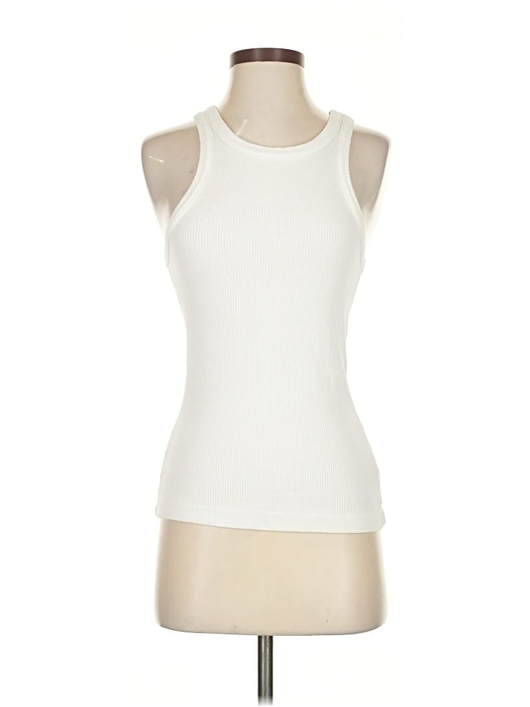 Pre-owned Agolde Tank Top Ivory Halter Neckline Tops In White