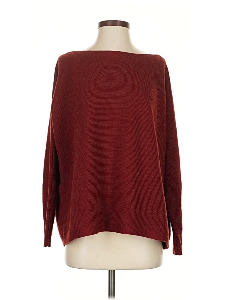 Pre-owned Lafayette 148 Wool Pullover Sweater In Burgundy