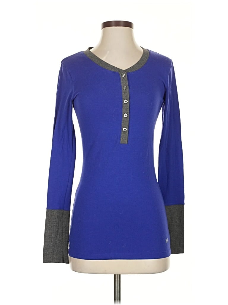 Pre-owned Under Armour Long Sleeve Henley Shirt In Blue