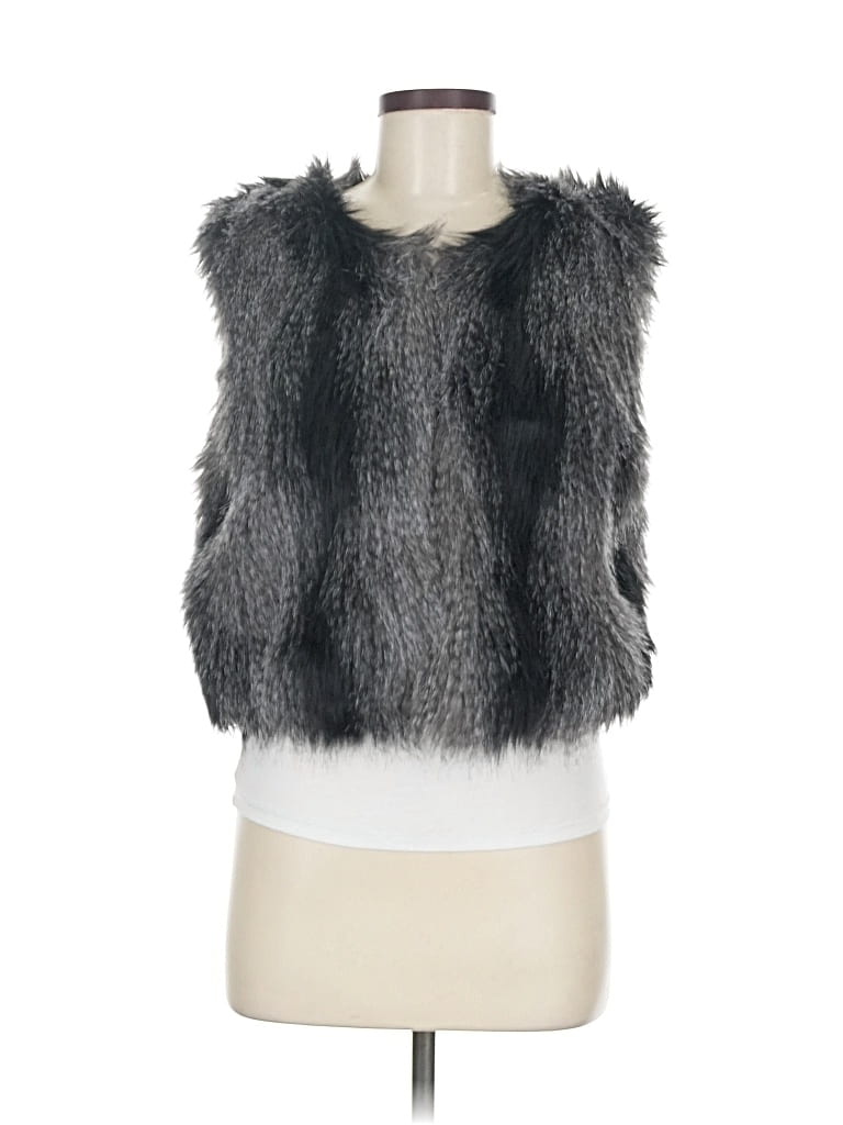 Pre-owned Jennifer Lopez Faux Fur Vest In Gray