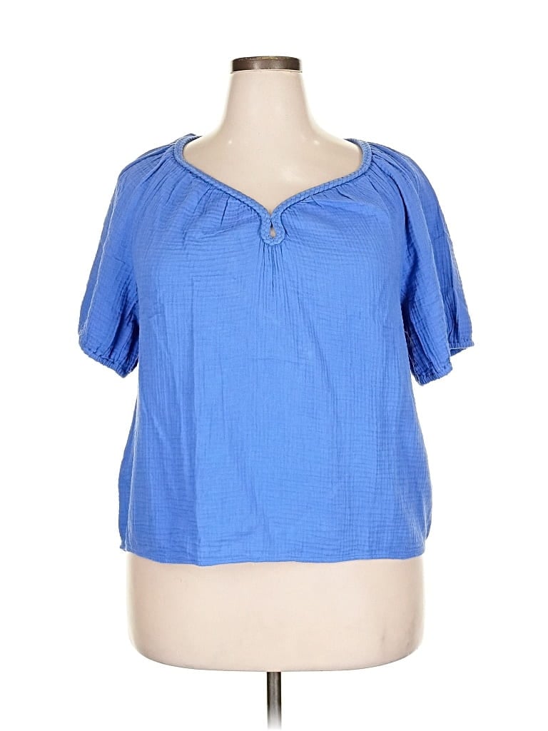 J.crew Factory Store Short Sleeve Blouse In Blue