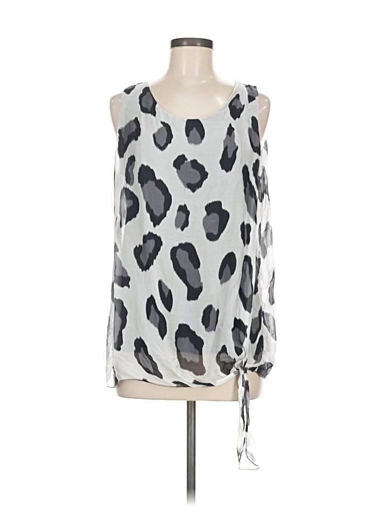 Pre-owned Gigi Moda Sleeveless Silk Top Gray One Shoulder Neckline Tops