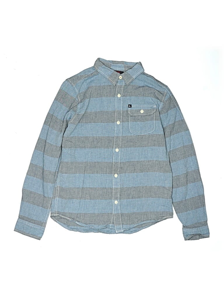 Pre-owned Quiksilver Kids' Long Sleeve Button Down Shirt In Blue