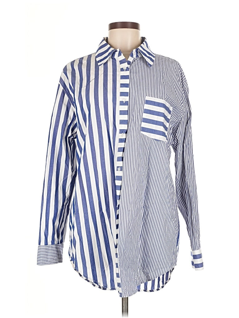 Pre-owned Solid & Striped Long Sleeve Button Down Shirt In Blue