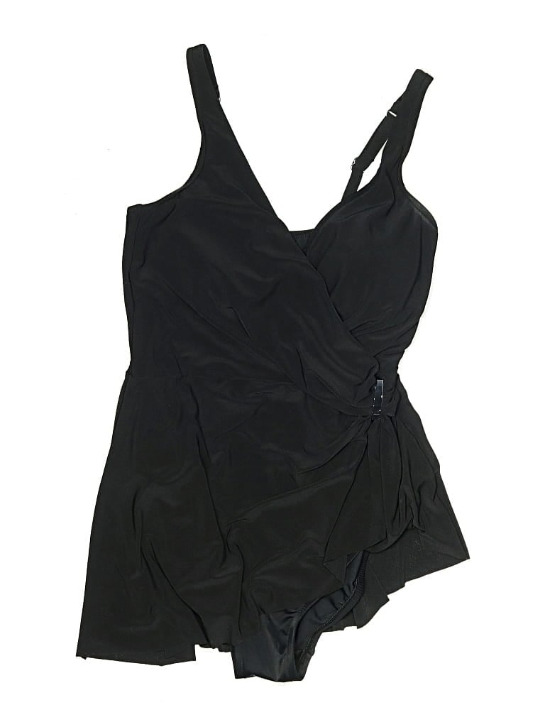 Pre-owned Aqua Green One Piece Swimsuit In Black