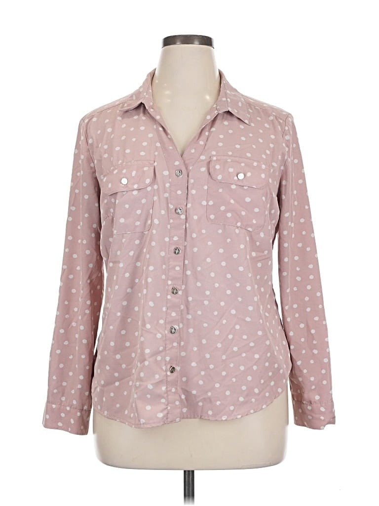 Pre-owned Adrienne Vittadini Long Sleeve Blouse In Pink