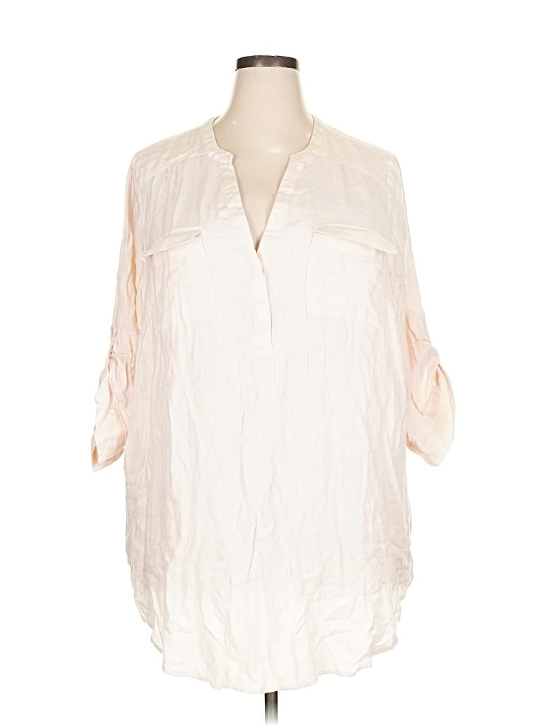 Pre-owned Torrid 3/4 Sleeve Blouse In White