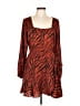 Express 100% Polyester Animal Print Orange Casual Dress Size L - photo 1