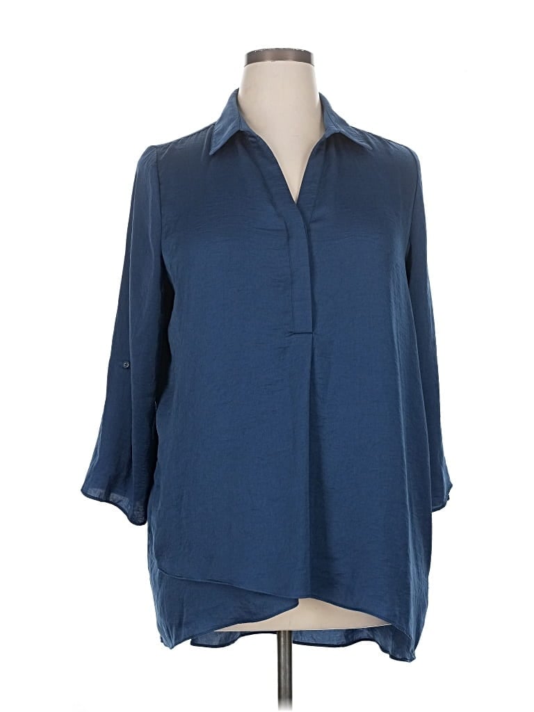 Pre-owned Renuar 3/4 Sleeve Blouse In Blue