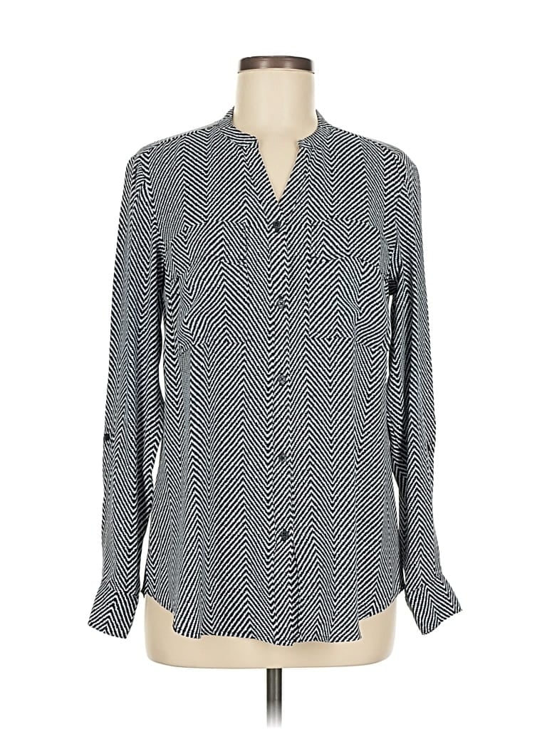 Pre-owned Jones New York Long Sleeve Blouse In Gray