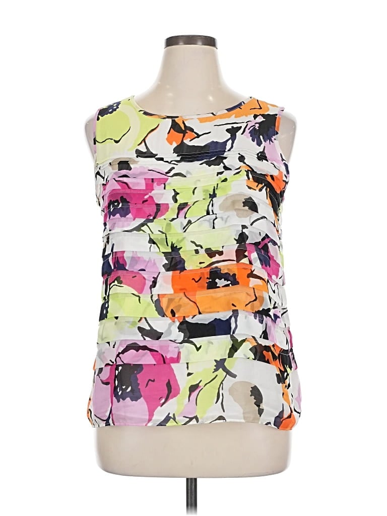 Pre-owned Dana Buchman Sleeveless Blouse In White