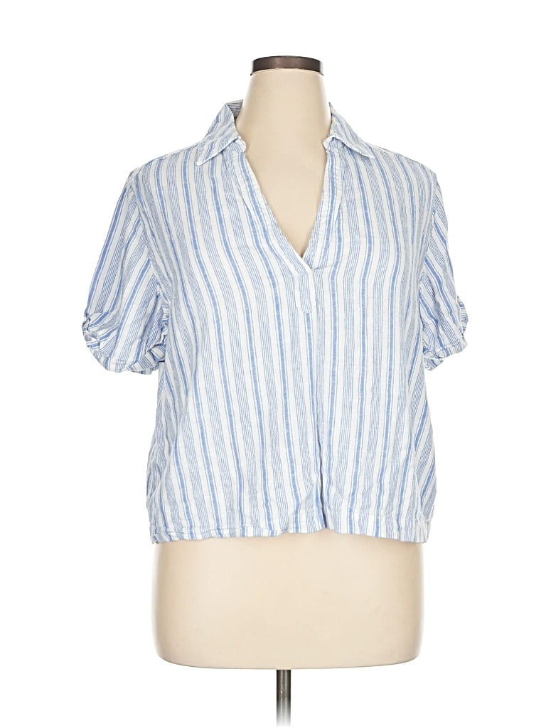 Pre-owned Universal Thread Short Sleeve Blouse In Blue