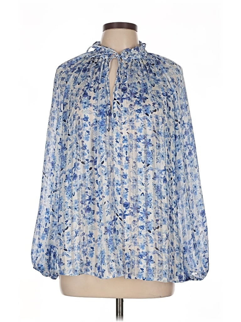 Pre-owned H&m Long Sleeve Blouse In Blue