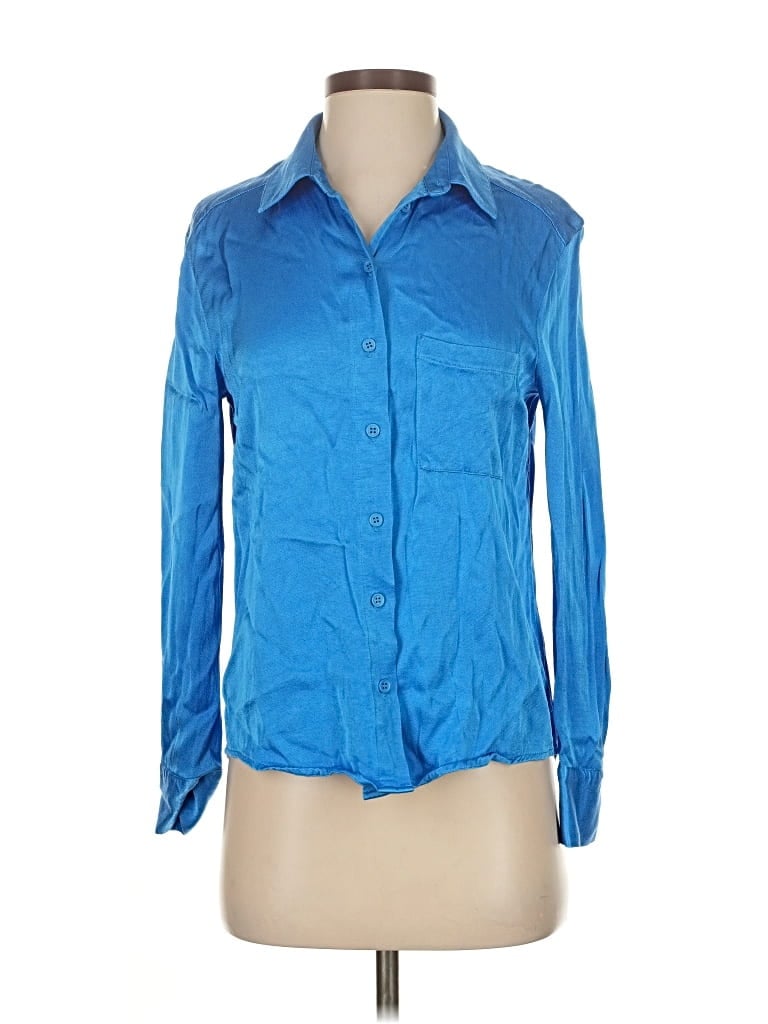 Pre-owned Bardot Long Sleeve Blouse In Blue
