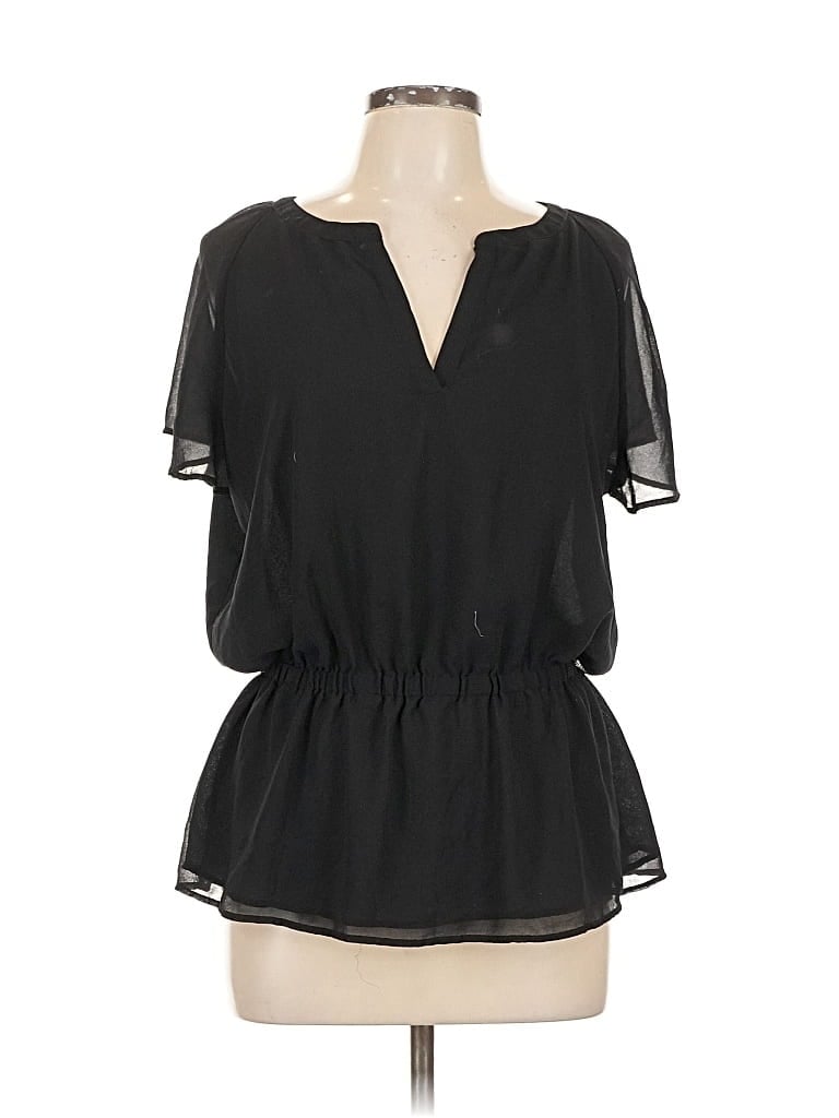 Pre-owned Ann Taylor Short Sleeve Blouse In Black