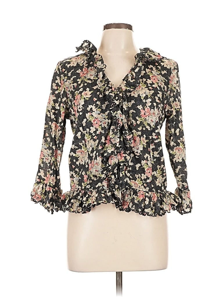 Pre-owned Lauren Jeans Co. 3/4 Sleeve Blouse In Black