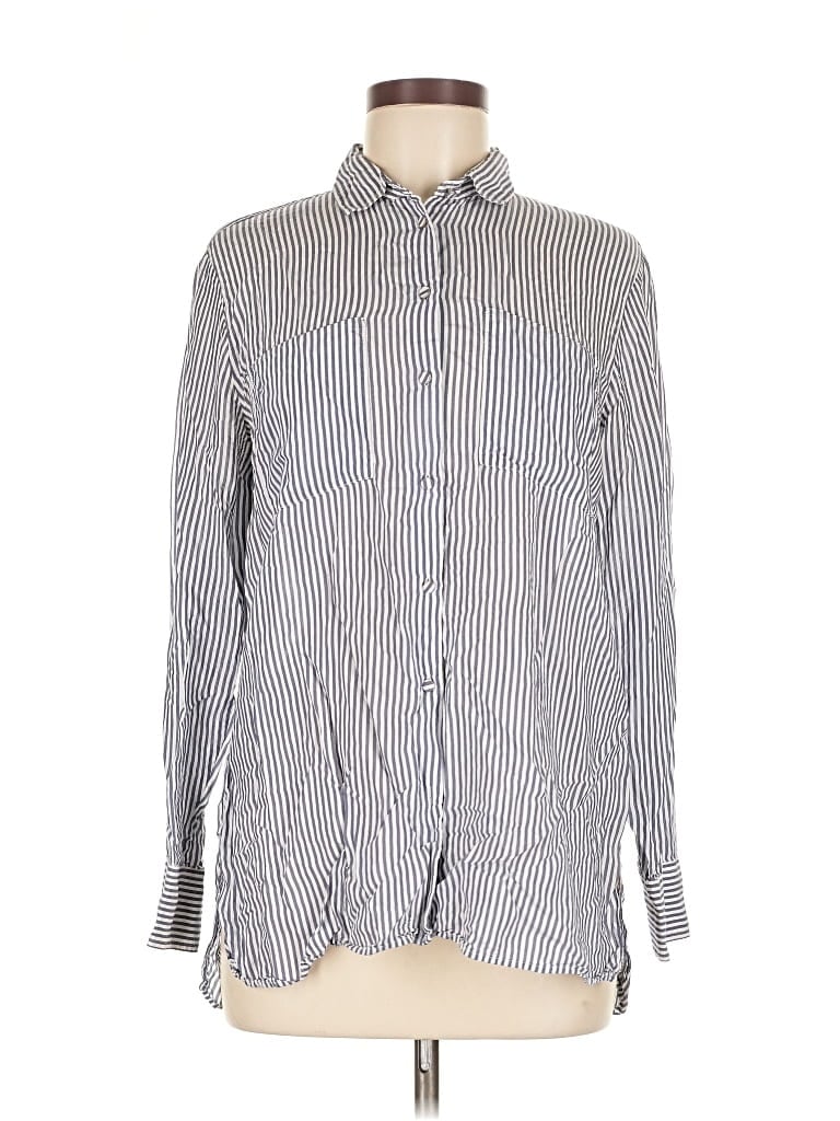 Pre-owned Banana Republic Long Sleeve Button Down Shirt In Silver